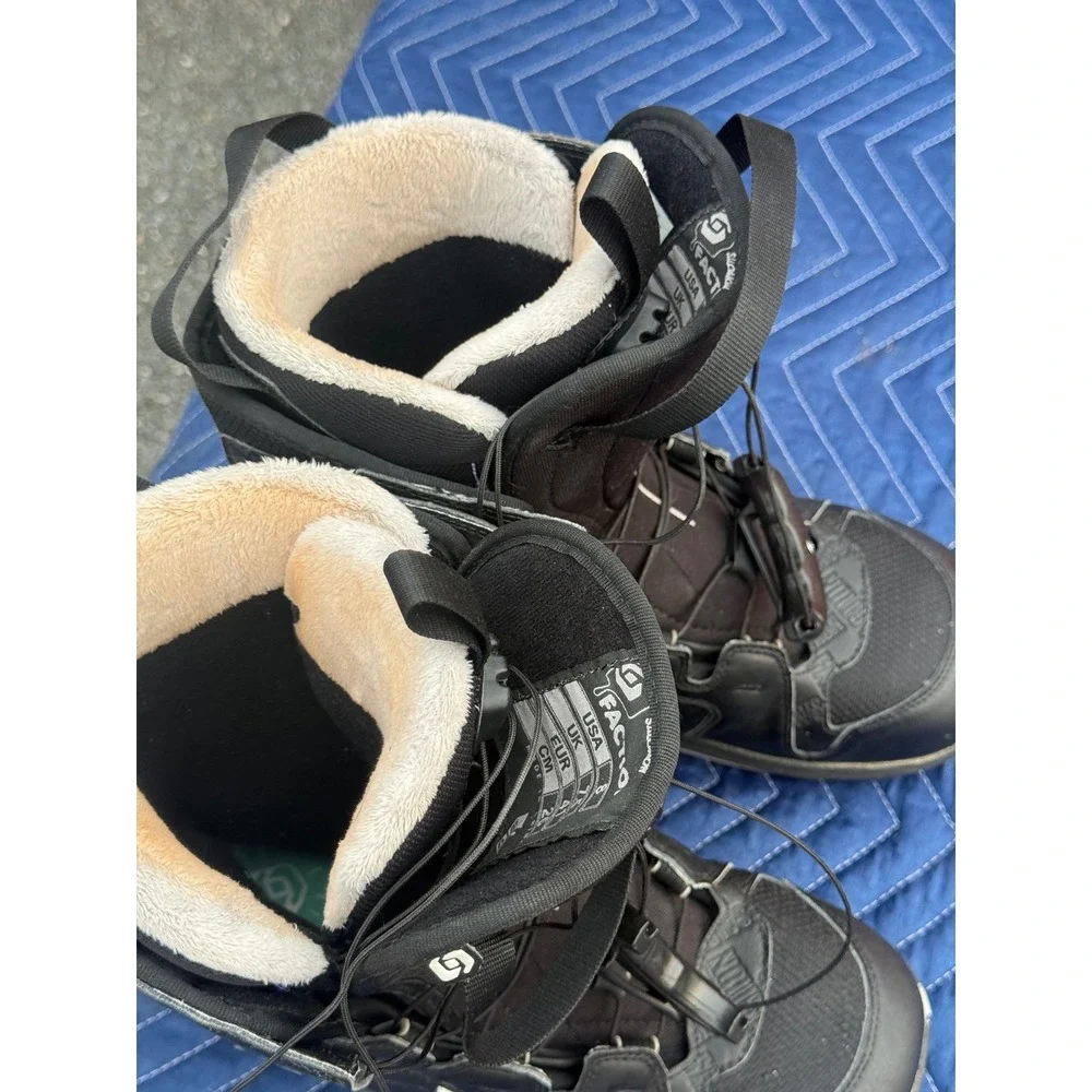 Salomon Faction Snowboard Boots Black Mens Size 8 Quick Pull Lacing All Mountain